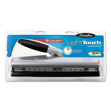 Swingline® 12-sheet Lighttouch Desktop Two- To Three-hole Punch, 9-32" Holes, Black-silver freeshipping - TVN Wholesale